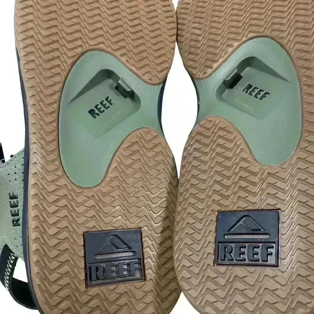 Reef Fanning Baja Mens 13 Strap Sandals Green Olive Faux Leather Vegan NEW